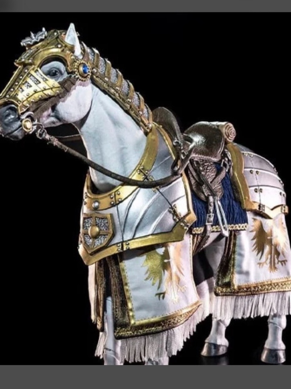 Mythic Legions White and Gold Armored War Horse Bishop